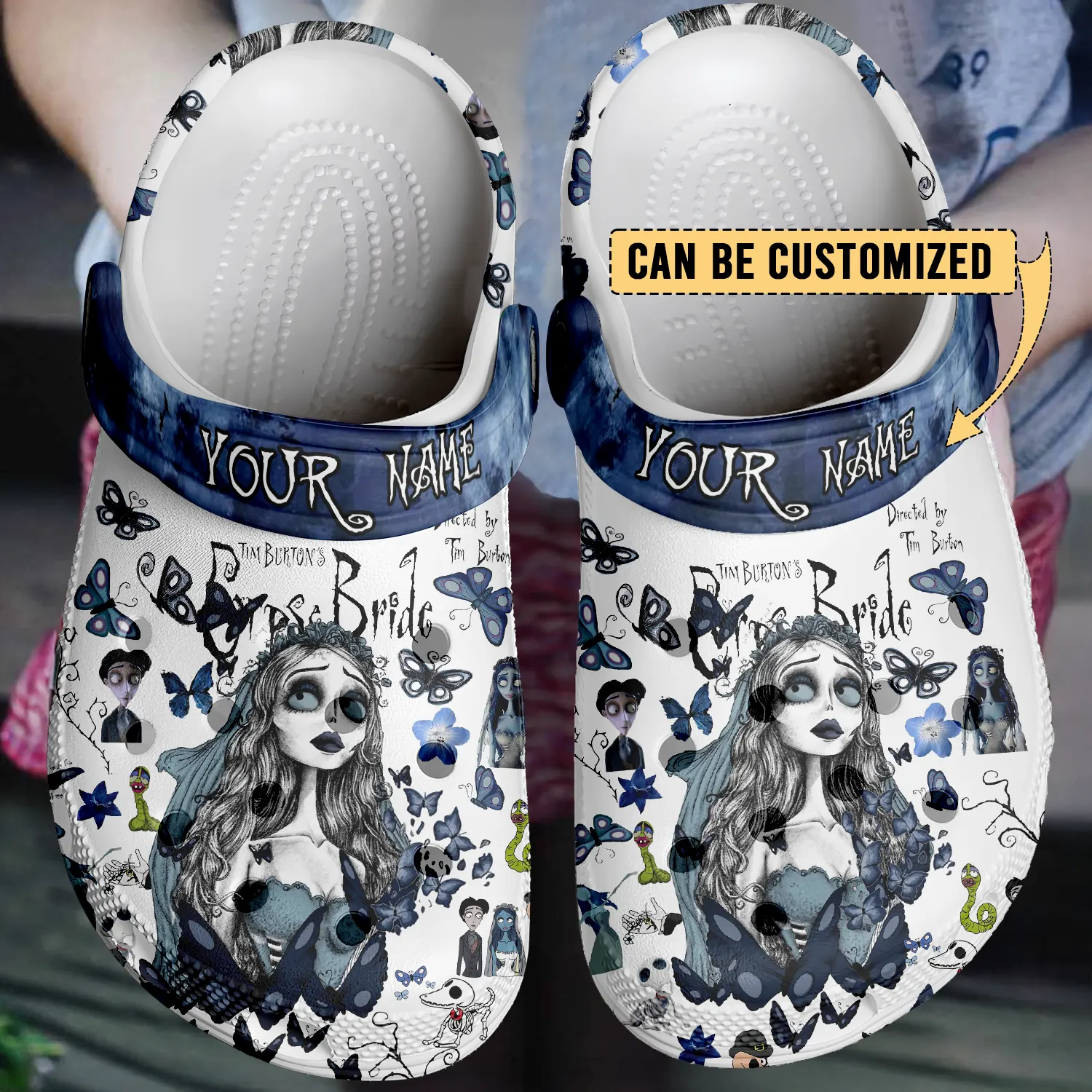 Merchidea Corpse Bride x Halloween Crocs Crocband Clogs Shoes Comfortable For Men Women and Kids