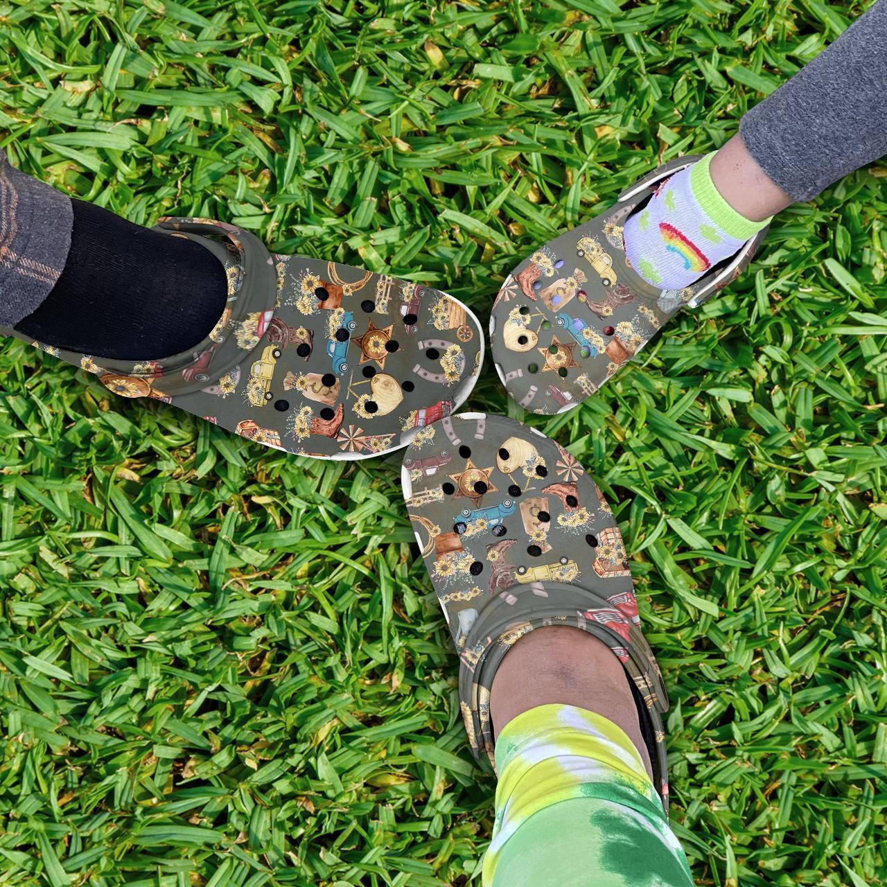 Merchidea Country Sunflower Cowgirl Crocs Crocband Clogs Shoes Comfortable For Men Women and Kids