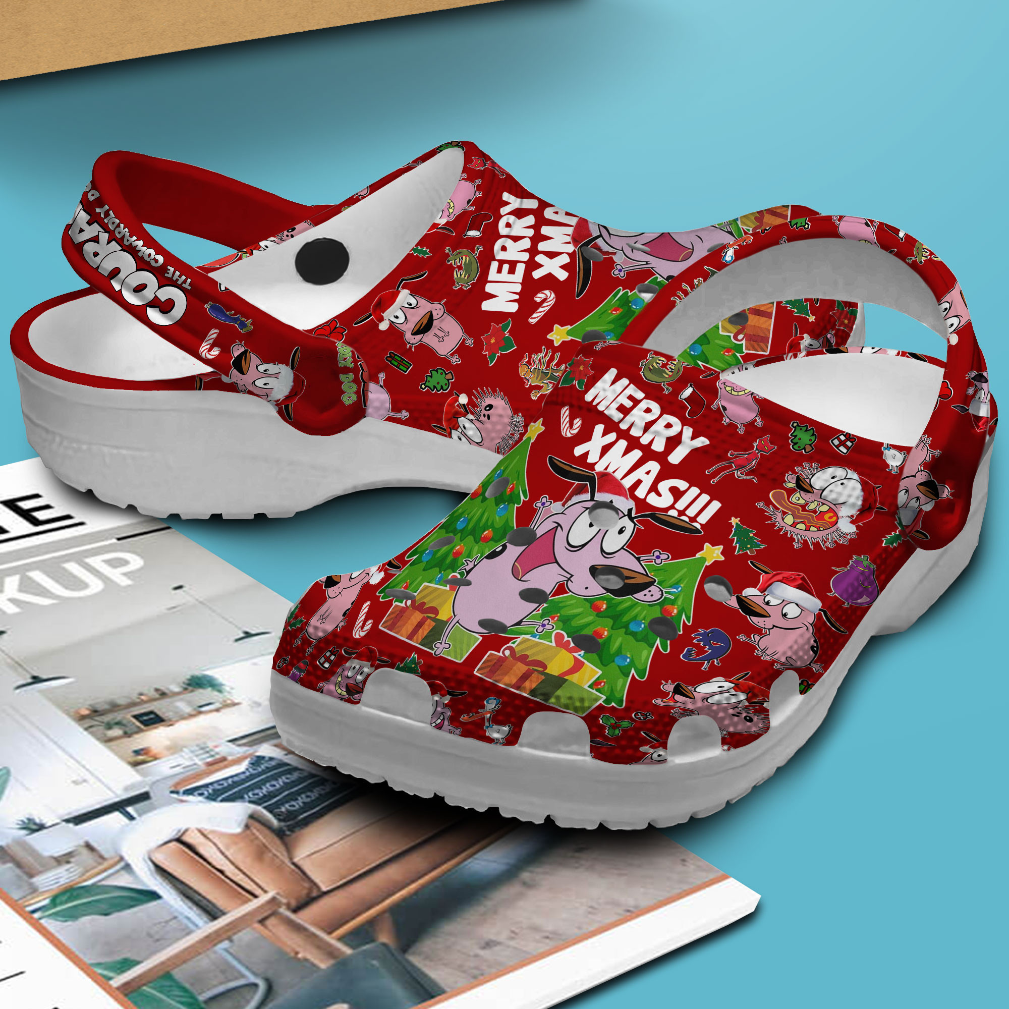 Merchidea Courage The Cowardly Dog TV Series Crocs Crocband Clogs Shoes Comfortable For Men Women and Kids