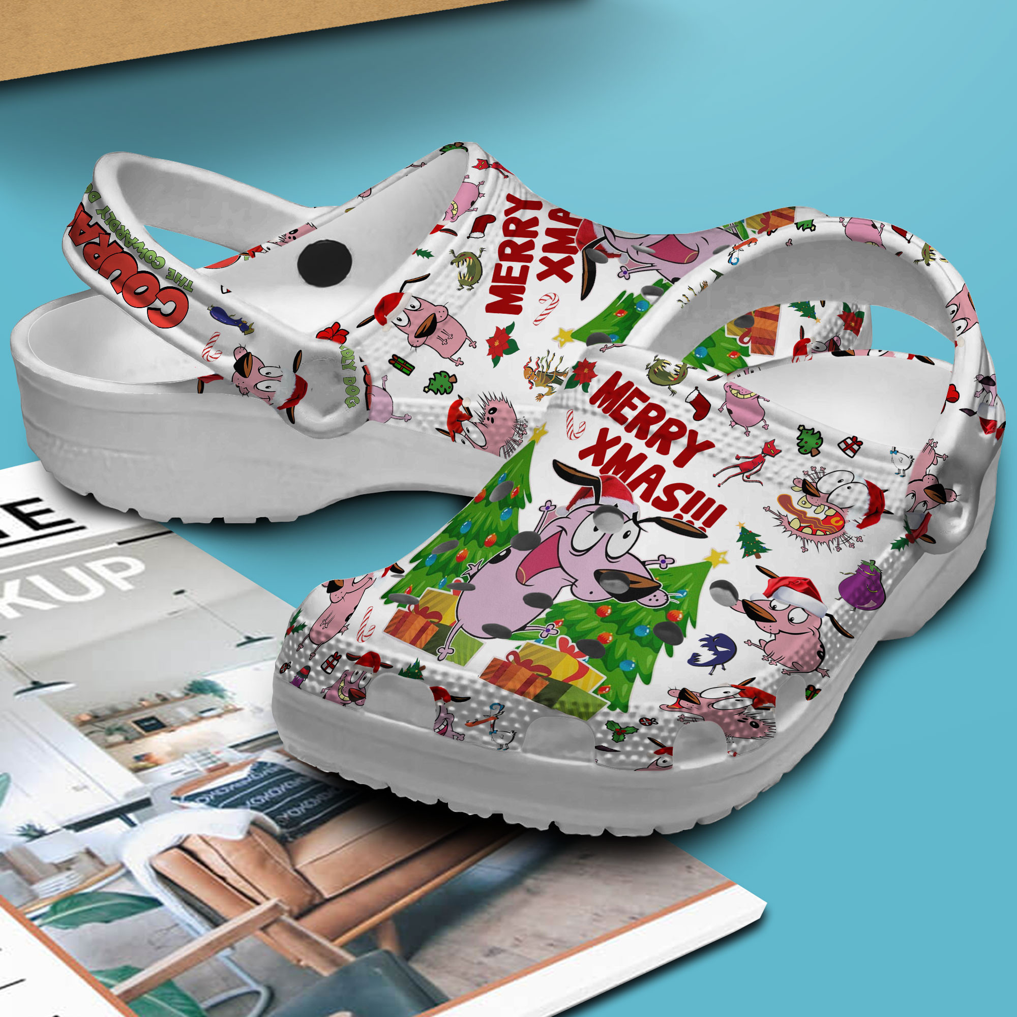 Merchidea Courage The Cowardly Dog TV Series Crocs Crocband Clogs Shoes Comfortable For Men Women and Kids