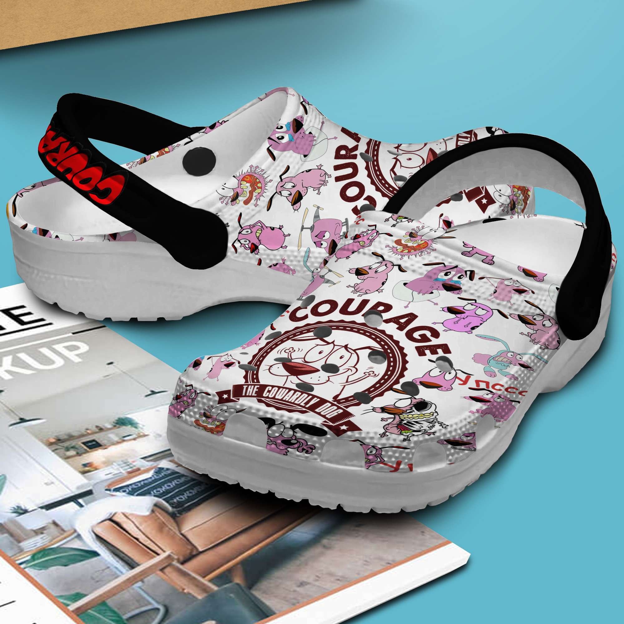 Merchidea Courage The Cowardly Dog TV Series Crocs Crocband Clogs Shoes Comfortable For Men Women and Kids