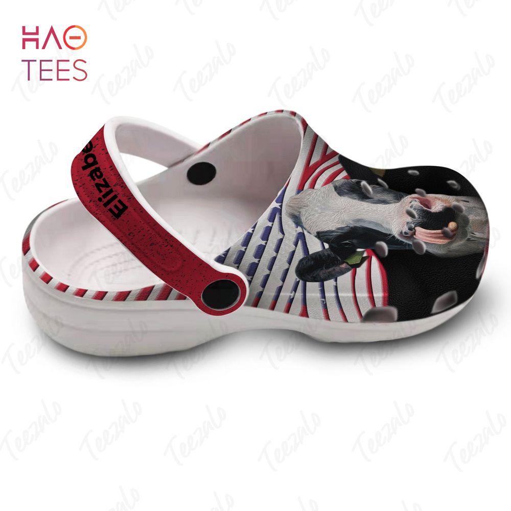 Merchidea Cow Hole America Flag Animal Crocs Crocband Clogs Shoes Comfortable For Men Women and Kids