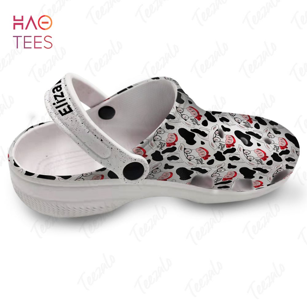 Merchidea Cow Pattern Tell Me Moo Animal Crocs Crocband Clogs Shoes Comfortable For Men Women and Kids