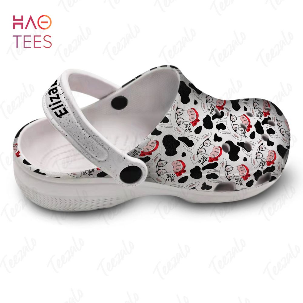 Merchidea Cow Pattern Tell Me Moo Animal Crocs Crocband Clogs Shoes Comfortable For Men Women and Kids