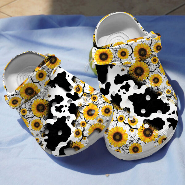 Merchidea Cow Sunflowers Crocs Crocband Clogs Shoes Comfortable For Men Women and Kids