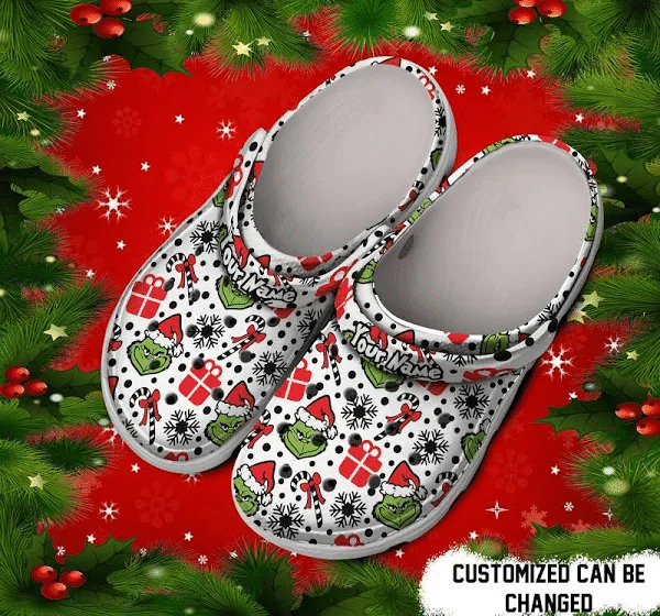 Merchidea Custom Name Black White The Grinch Christmas Gift Clogs Shoes