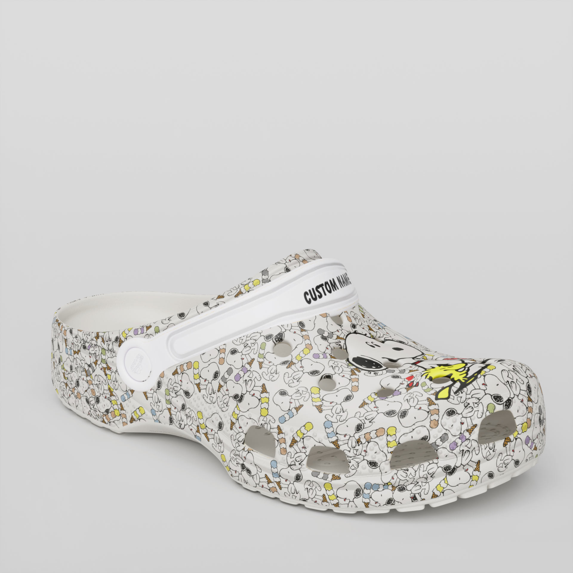 Merchidea Custom Name Peanuts Snoopy White Clogs Shoes
