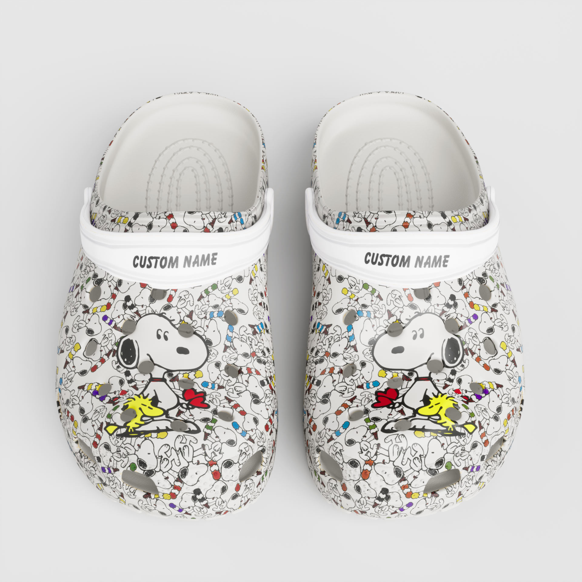 Merchidea Custom Name Peanuts Snoopy White Clogs Shoes