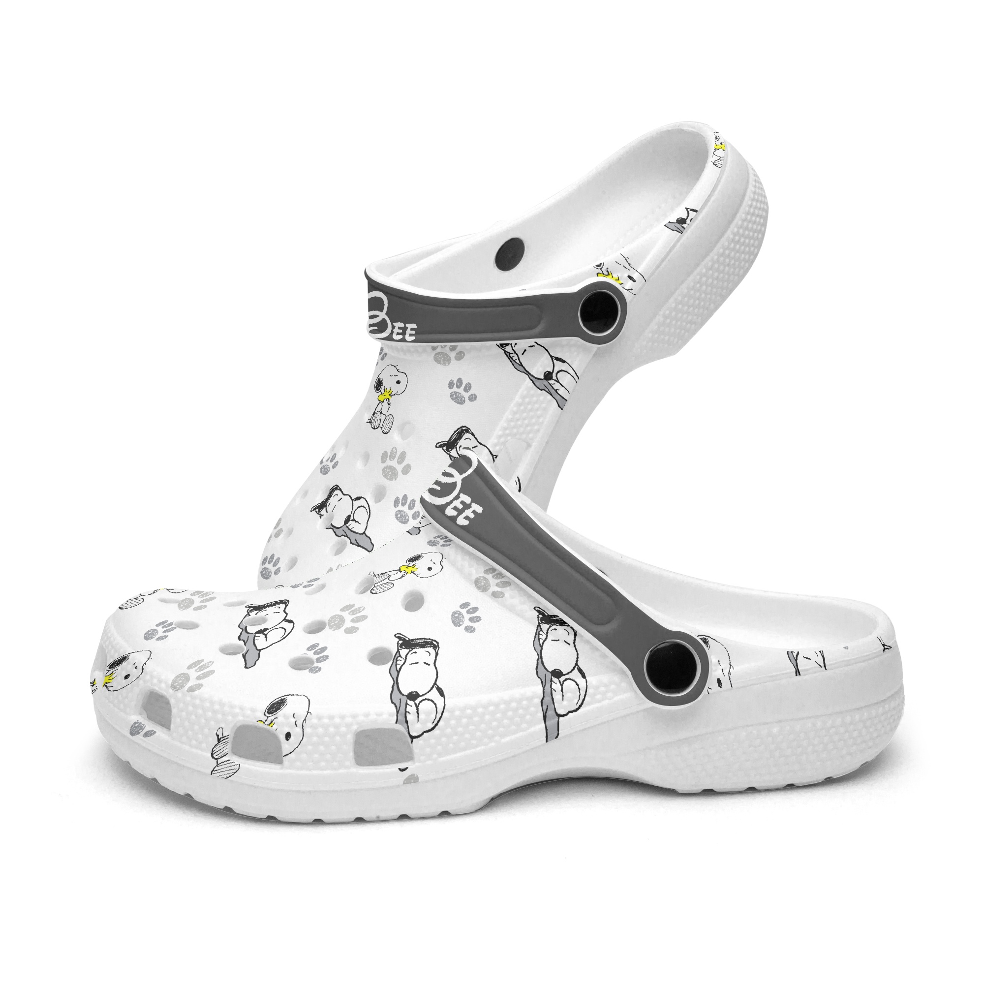 Merchidea Custom Name Snoopy Icon White Clogs Shoes
