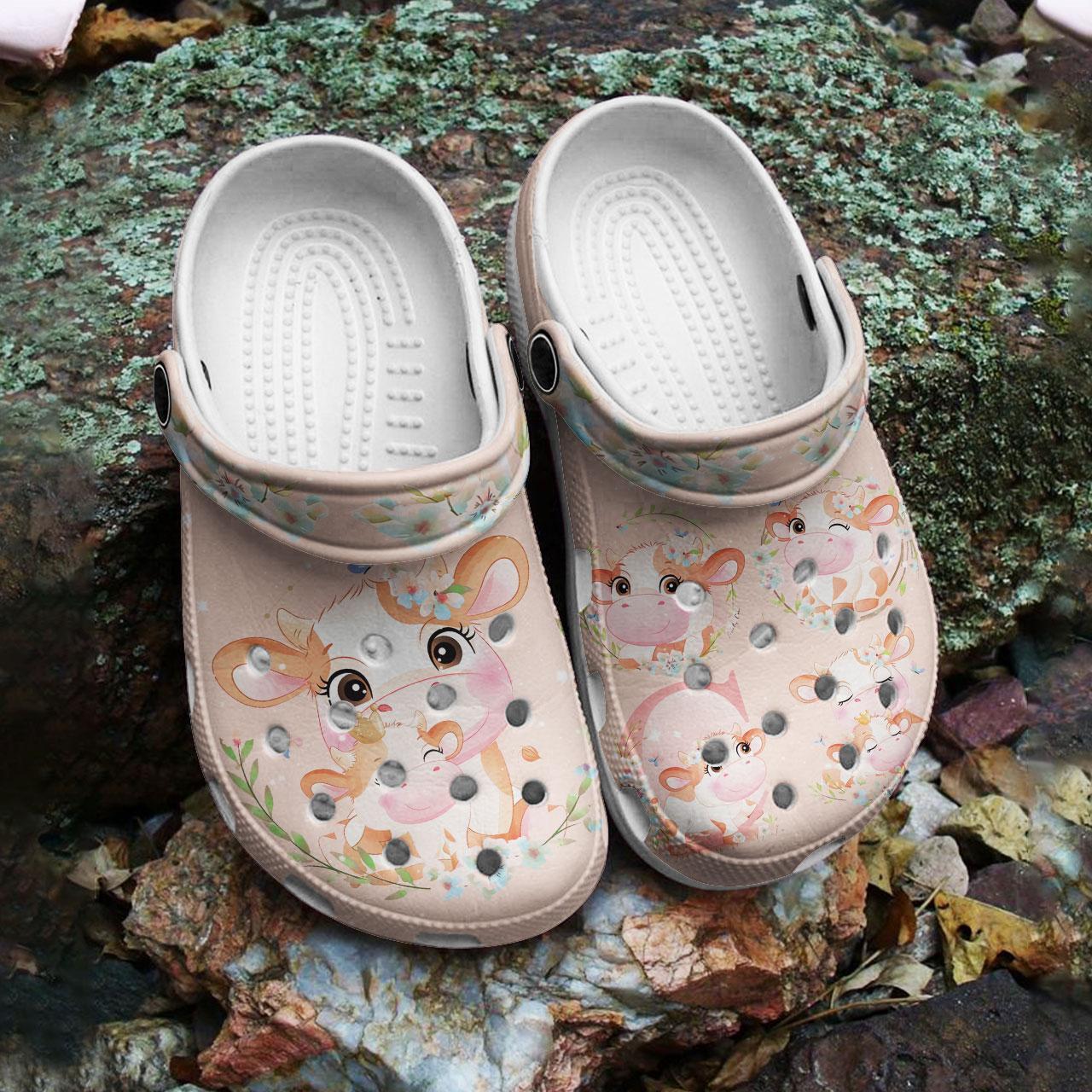 Merchidea Cute doodle Cow Crocs Crocband Clogs Shoes Comfortable For Men Women and Kids