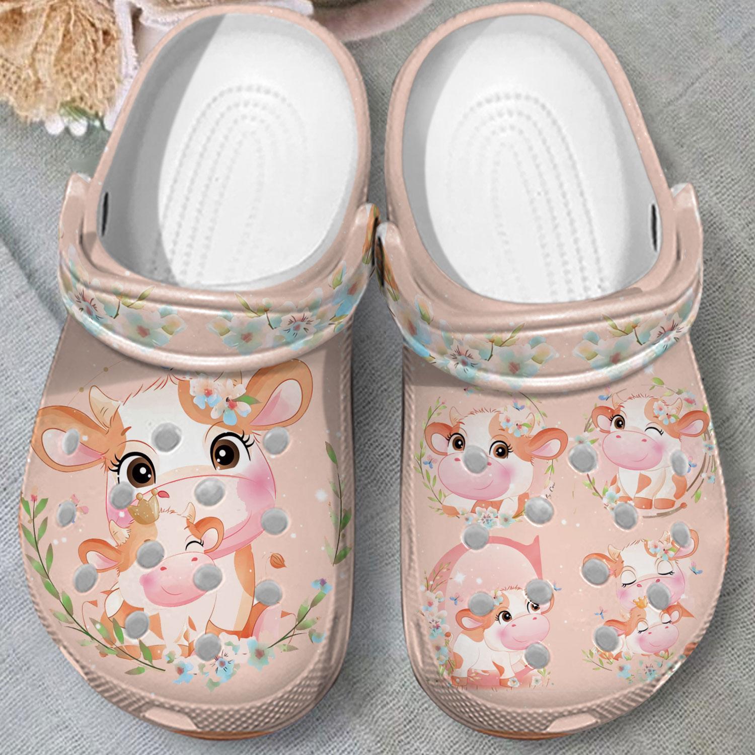 Merchidea Cute doodle Cow Crocs Crocband Clogs Shoes Comfortable For Men Women and Kids