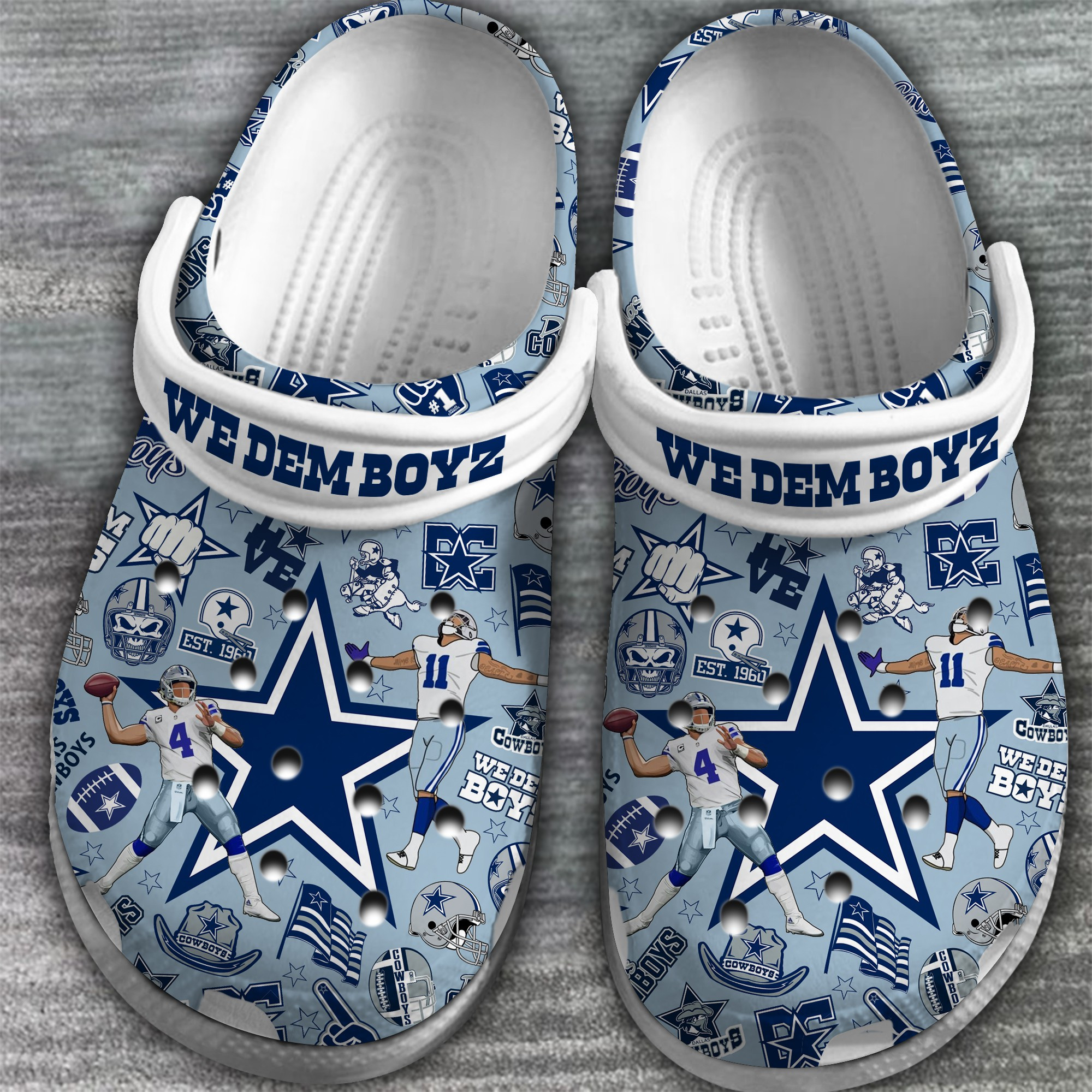 Merchidea Dallas Cowboys NFL Sport Crocs Crocband Clogs Shoes Comfortable For Men Women and Kids