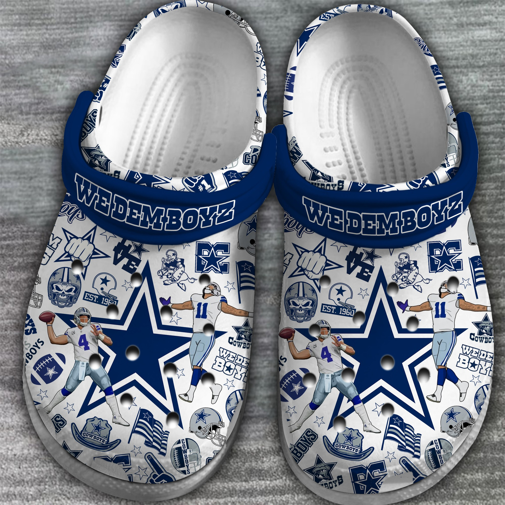 Merchidea Dallas Cowboys NFL Sport Crocs Crocband Clogs Shoes Comfortable For Men Women and Kids