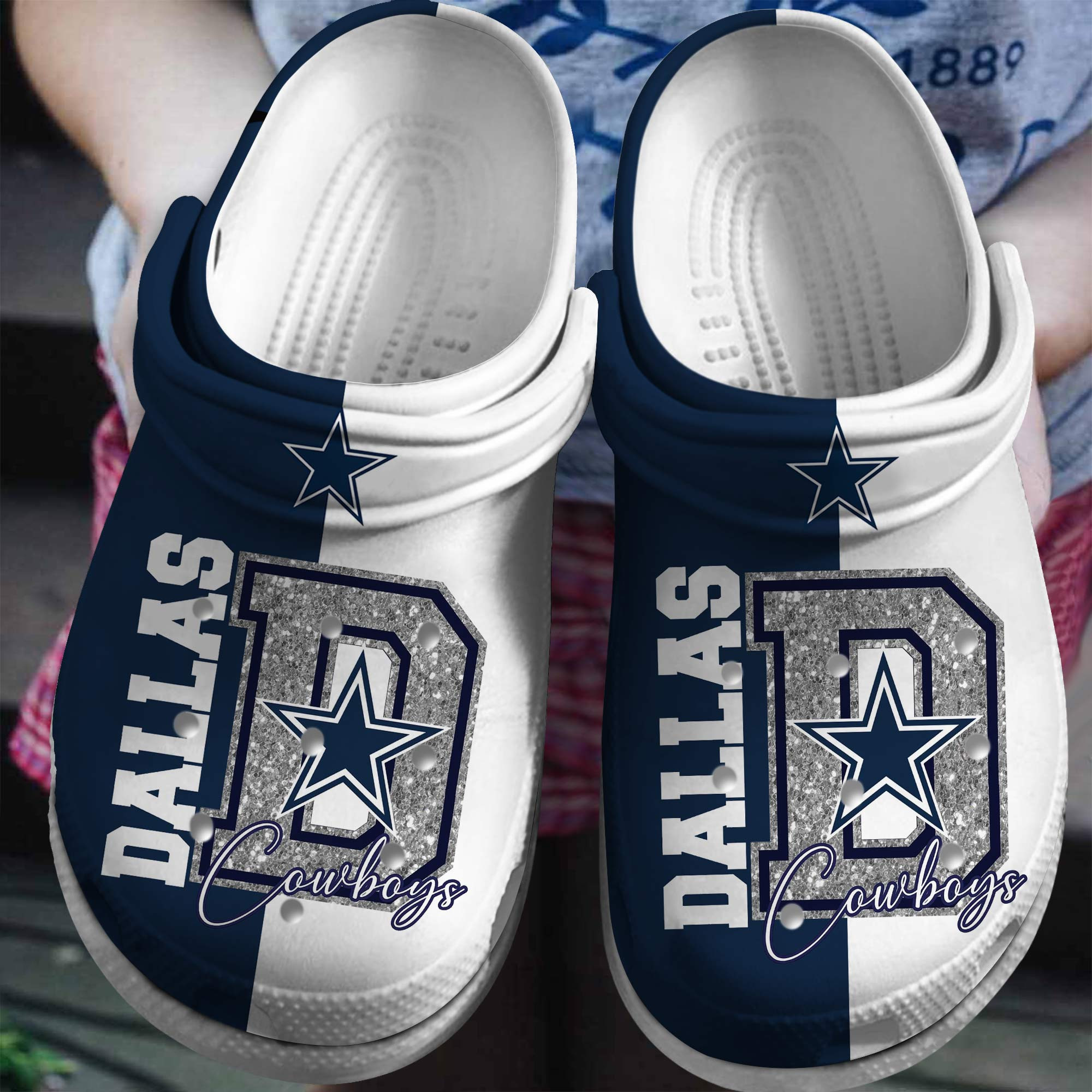 Merchidea Dallas Cowboys NFL Sport Crocs Crocband Clogs Shoes Comfortable For Men Women and Kids