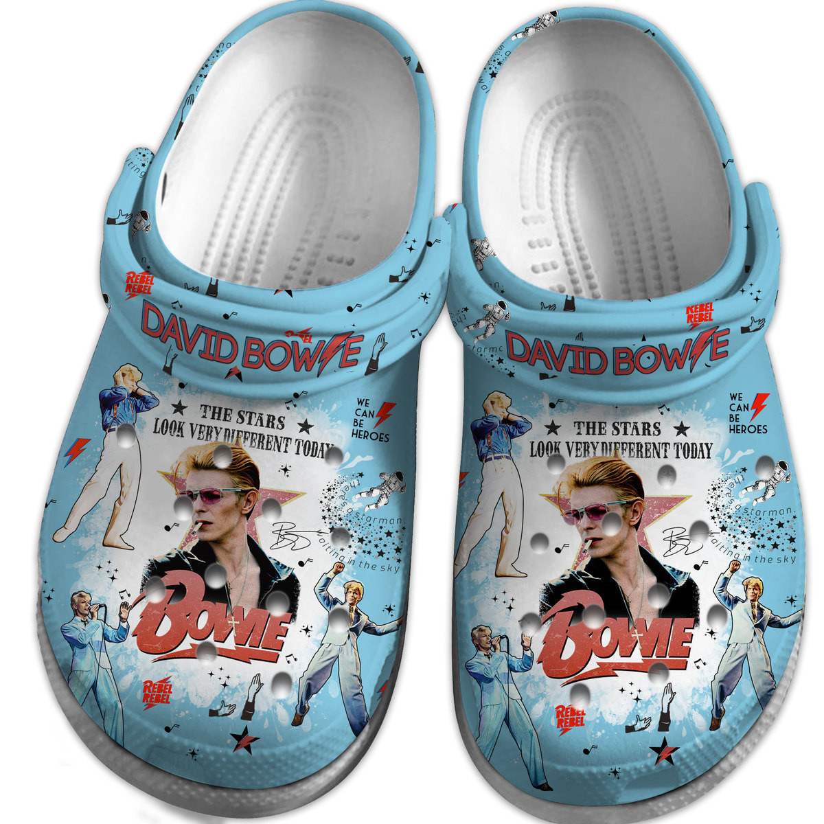 Merchidea David Bowie Music Crocs Crocband Clogs Shoes Comfortable For Men Women and Kids