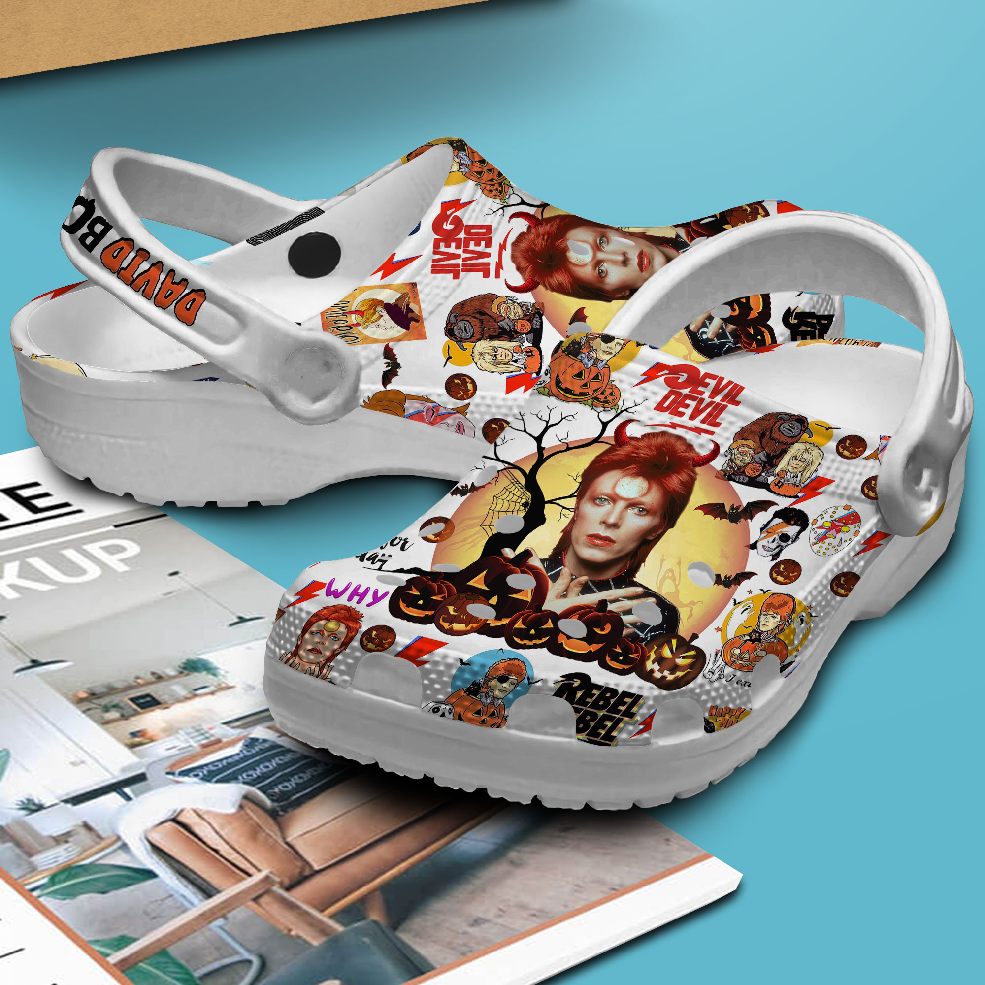 Merchidea David Bowie Music Crocs Crocband Clogs Shoes Comfortable For Men Women and Kids