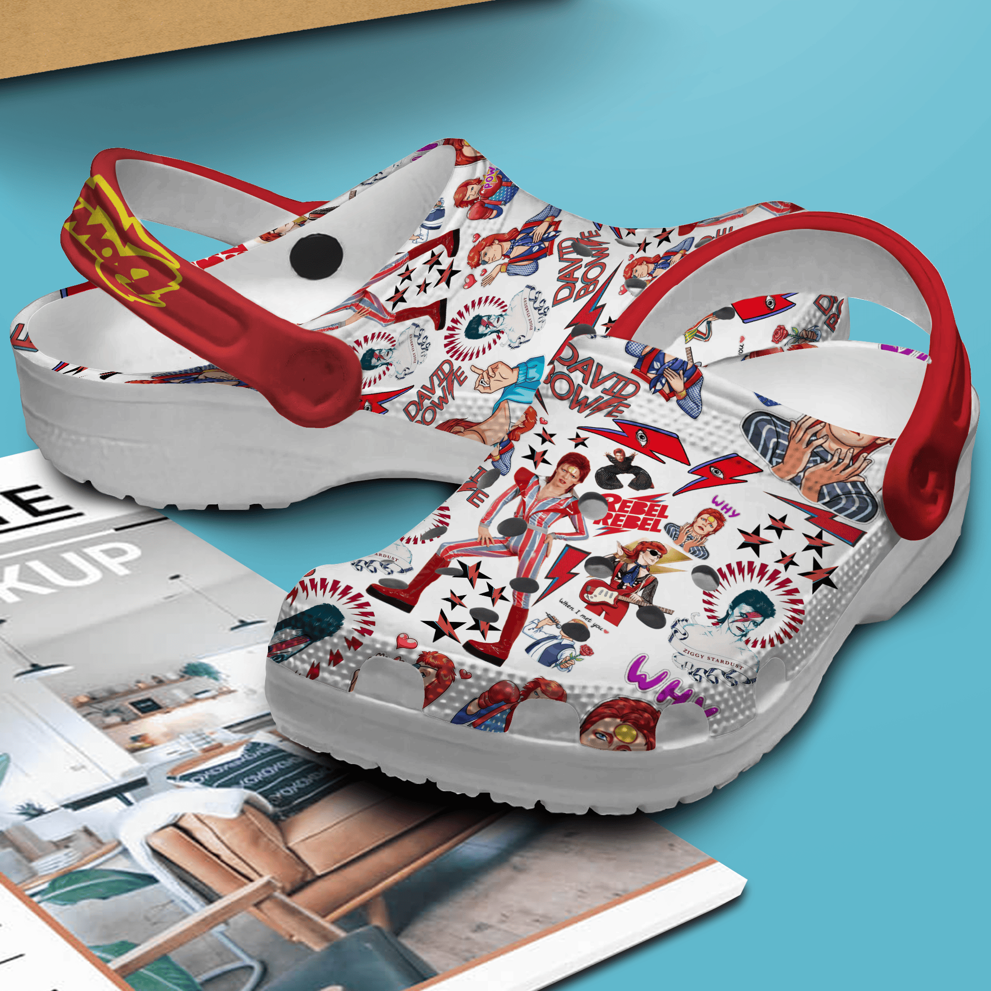 Merchidea David Bowie Music Crocs Crocband Clogs Shoes Comfortable For Men Women and Kids