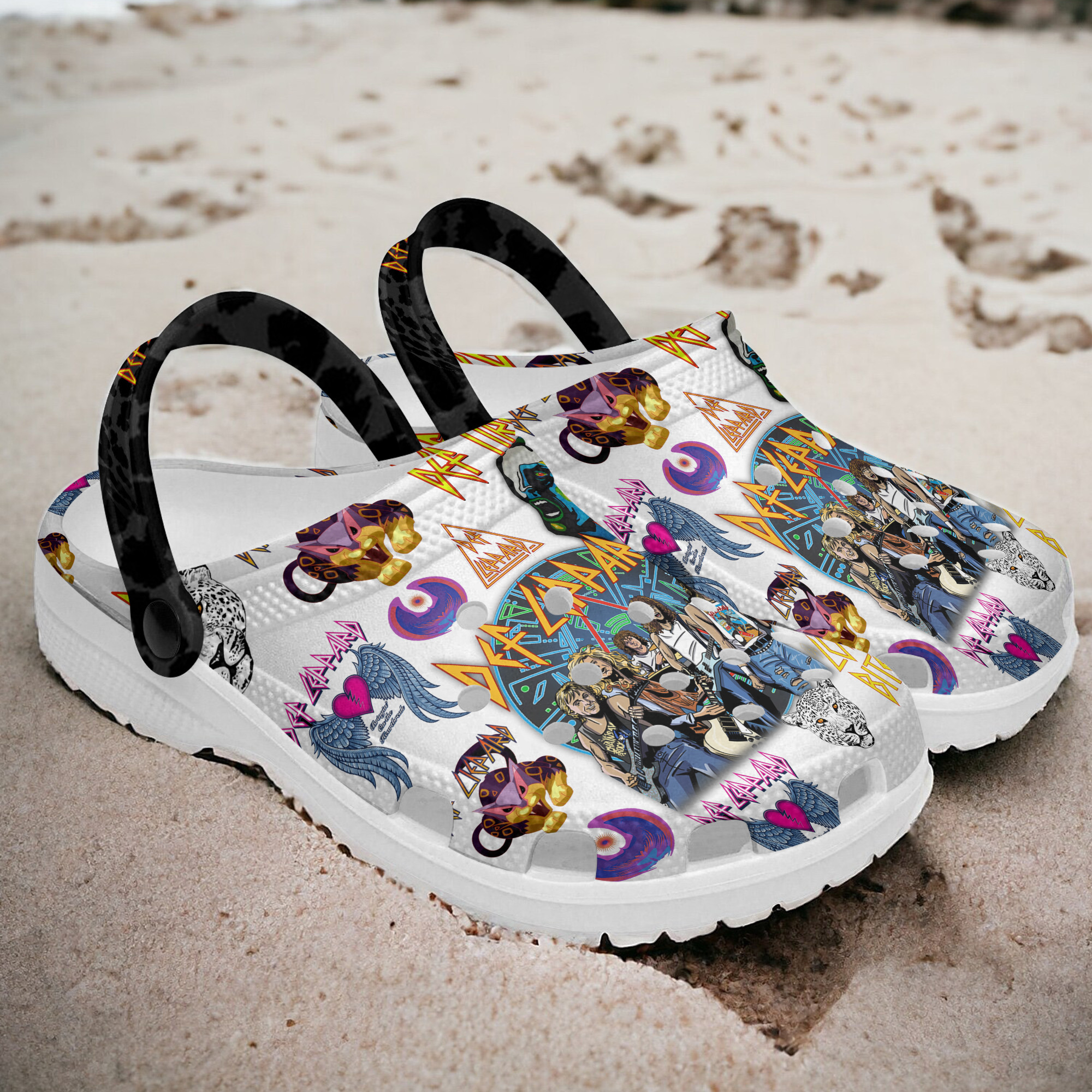 Merchidea Def Leppard Music Crocs Crocband Clogs Shoes Comfortable For Men Women and Kids