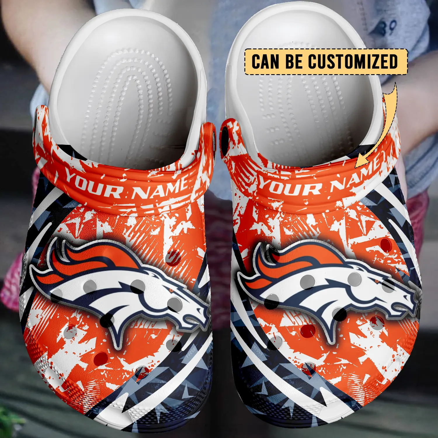 Merchidea Denver Broncos NFL Crocs Crocband Clogs Shoes Comfortable For Men Women and Kids