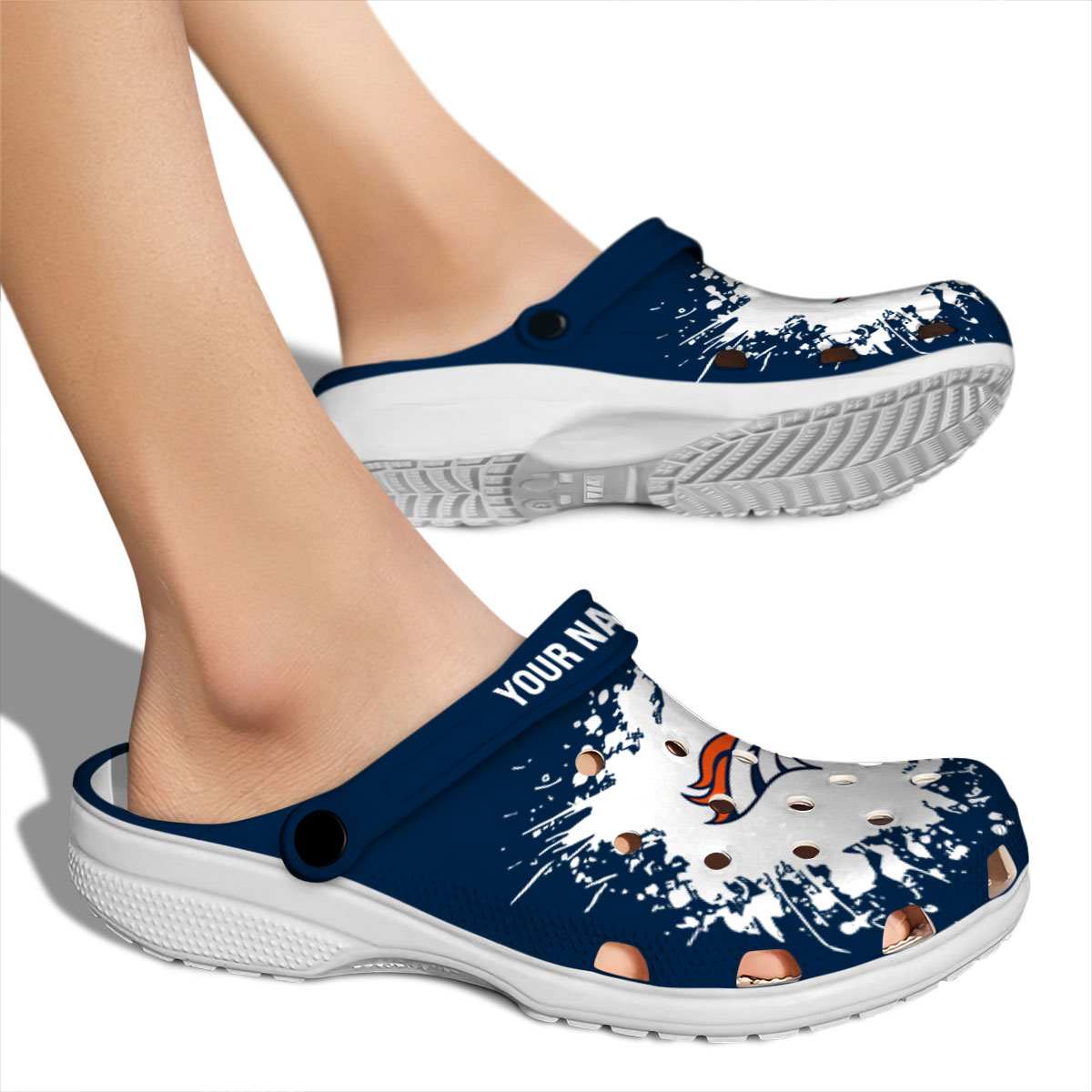 Merchidea Denver Broncos NFL Sport Crocs Crocband Clogs Shoes Comfortable For Men Women and Kids