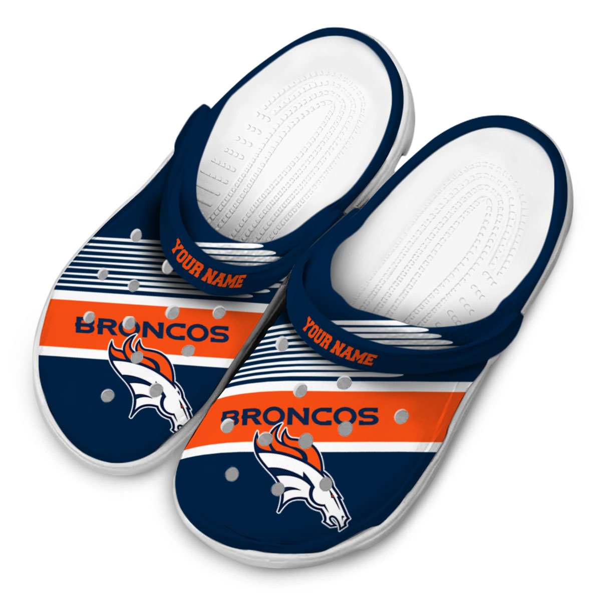 Merchidea Denver Broncos NFL Sport Crocs Crocband Clogs Shoes Comfortable For Men Women and Kids