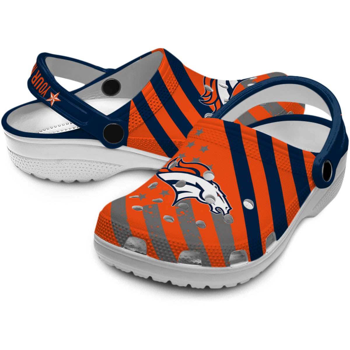 Merchidea Denver Broncos NFL Sport Crocs Crocband Clogs Shoes Comfortable For Men Women and Kids