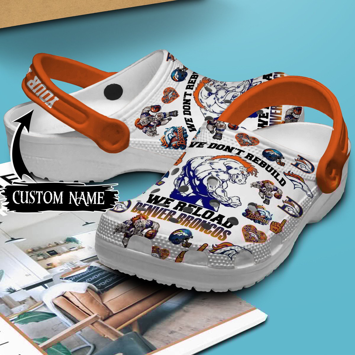 Merchidea Denver Broncos NFL Sport Crocs Crocband Clogs Shoes Comfortable For Men Women and Kids