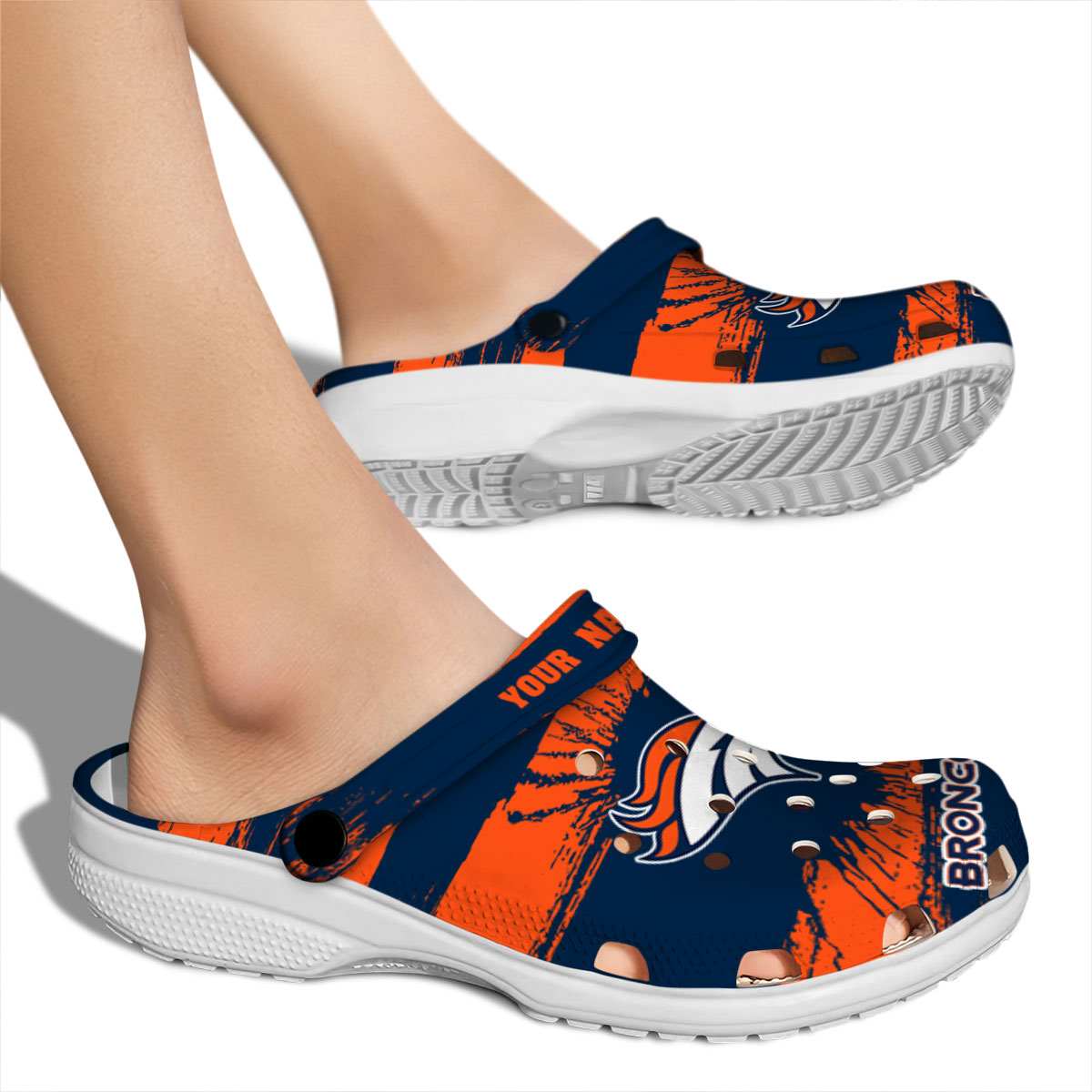 Merchidea Denver Broncos NFL Sport Crocs Crocband Clogs Shoes Comfortable For Men Women and Kids