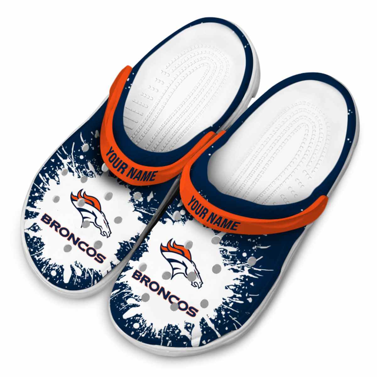 Merchidea Denver Broncos NFL Sport Crocs Crocband Clogs Shoes Comfortable For Men Women and Kids