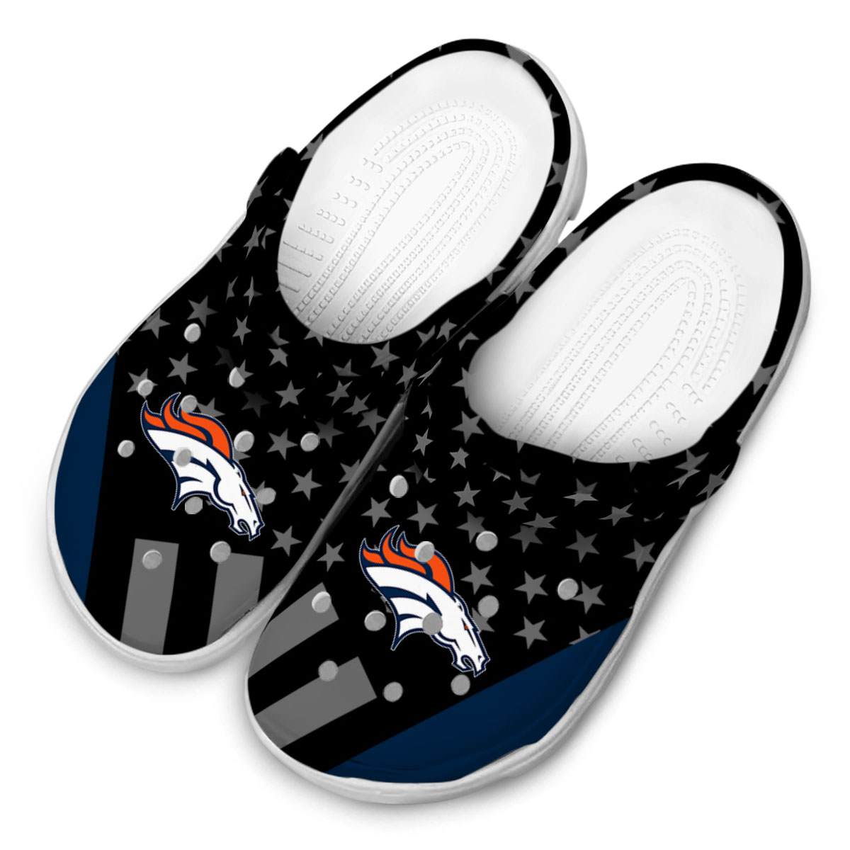 Merchidea Denver Broncos NFL Sport Crocs Crocband Clogs Shoes Comfortable For Men Women and Kids