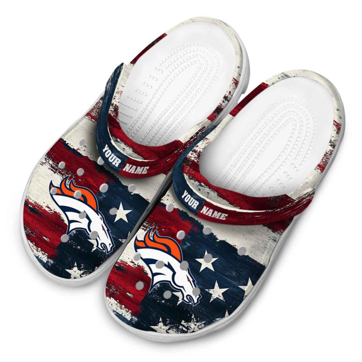 Merchidea Denver Broncos NFL Sport Crocs Crocband Clogs Shoes Comfortable For Men Women and Kids