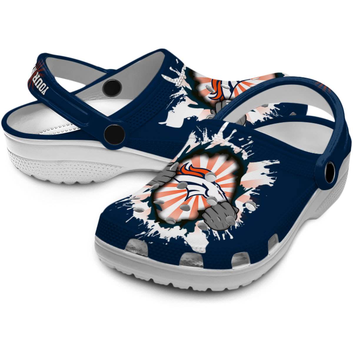 Merchidea Denver Broncos NFL Sport Crocs Crocband Clogs Shoes Comfortable For Men Women and Kids