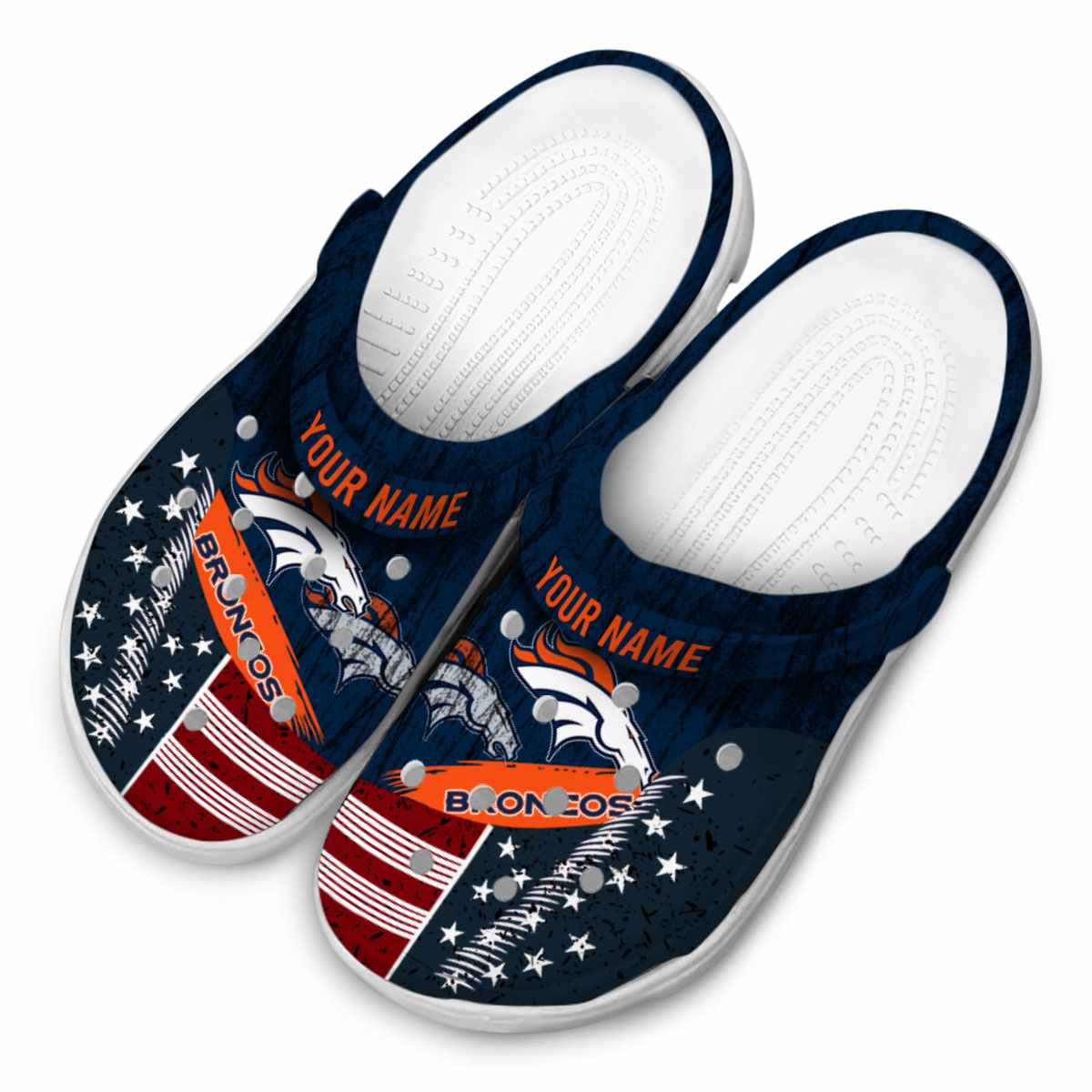 Merchidea Denver Broncos NFL Sport Crocs Crocband Clogs Shoes Comfortable For Men Women and Kids