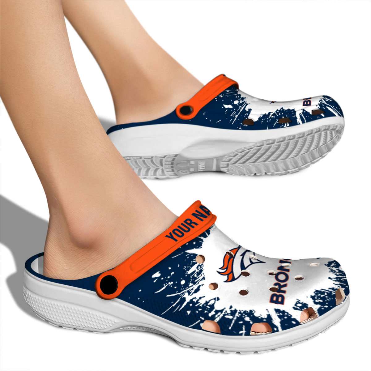 Merchidea Denver Broncos NFL Sport Crocs Crocband Clogs Shoes Comfortable For Men Women and Kids