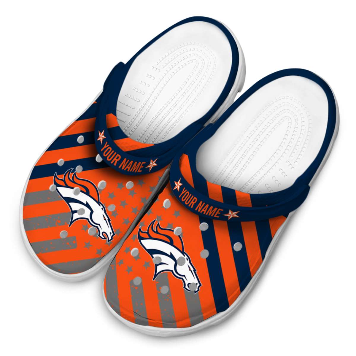 Merchidea Denver Broncos NFL Sport Crocs Crocband Clogs Shoes Comfortable For Men Women and Kids