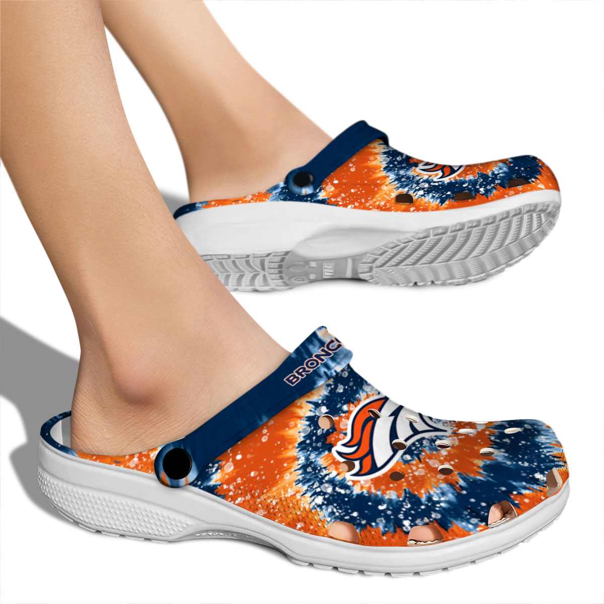 Merchidea Denver Broncos NFL Sport Crocs Crocband Clogs Shoes Comfortable For Men Women and Kids