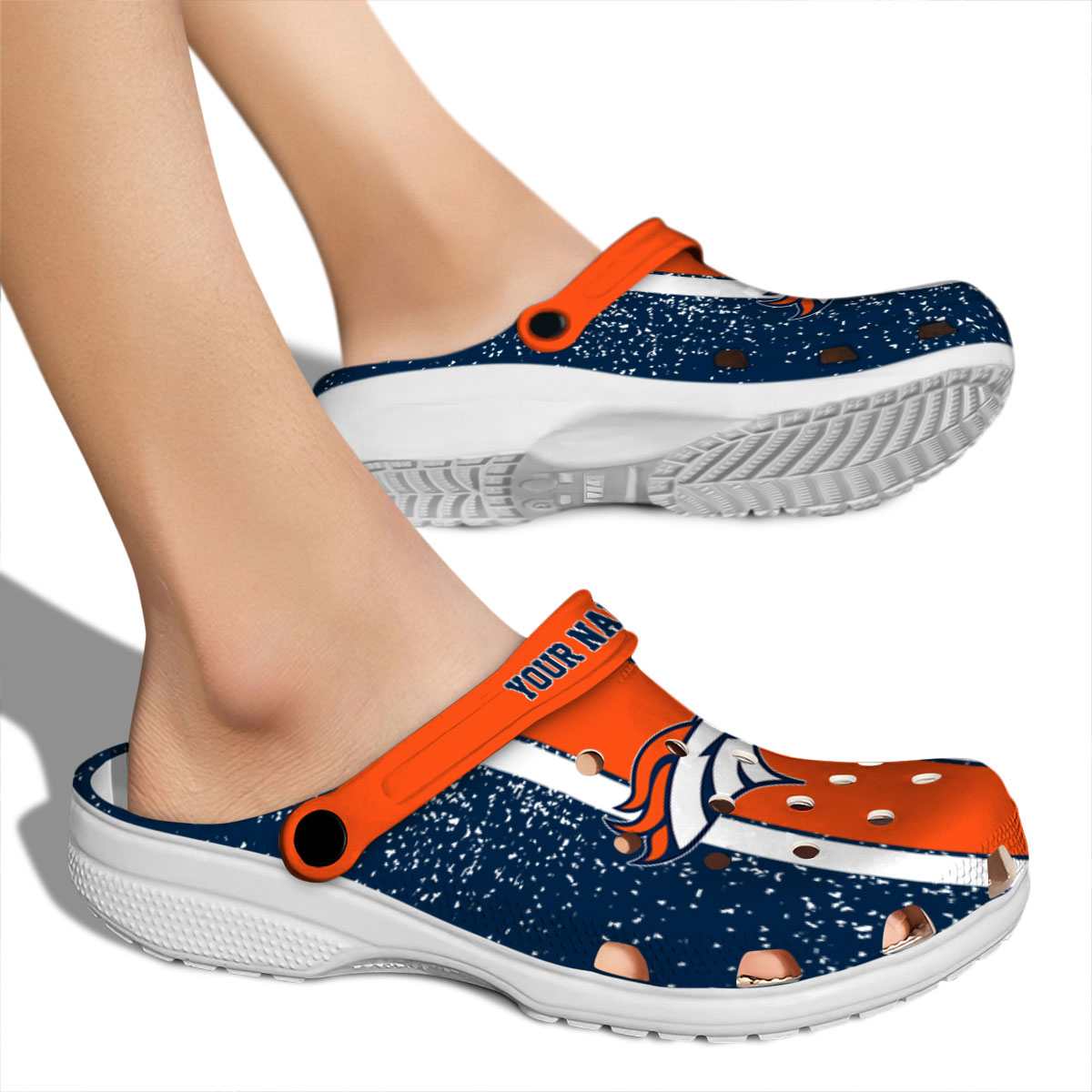 Merchidea Denver Broncos NFL Sport Crocs Crocband Clogs Shoes Comfortable For Men Women and Kids