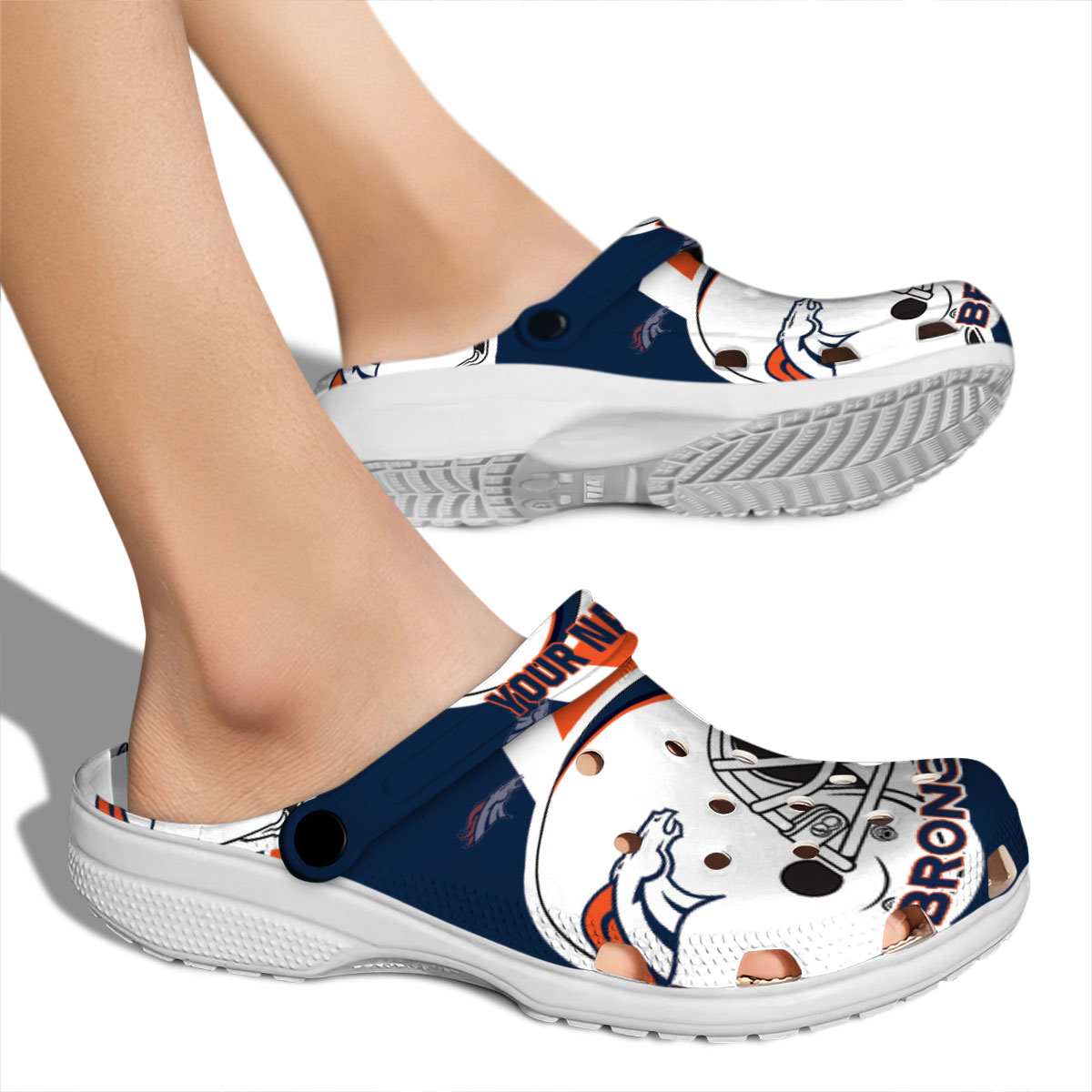 Merchidea Denver Broncos NFL Sport Crocs Crocband Clogs Shoes Comfortable For Men Women and Kids