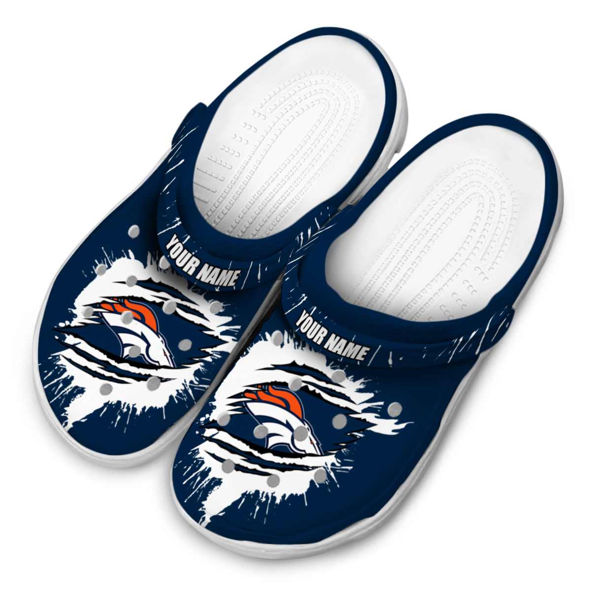 Merchidea Denver Broncos NFL Sport Crocs Crocband Clogs Shoes Comfortable For Men Women and Kids