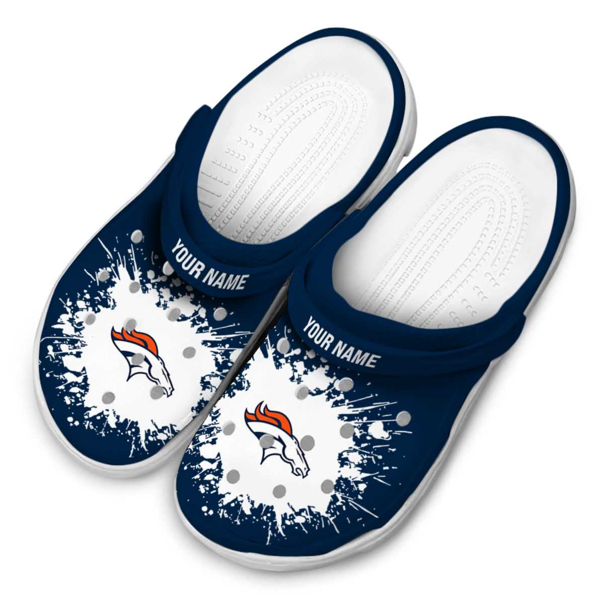 Merchidea Denver Broncos NFL Sport Crocs Crocband Clogs Shoes Comfortable For Men Women and Kids