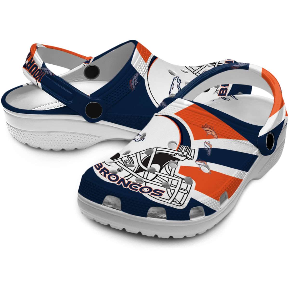 Merchidea Denver Broncos NFL Sport Crocs Crocband Clogs Shoes Comfortable For Men Women and Kids