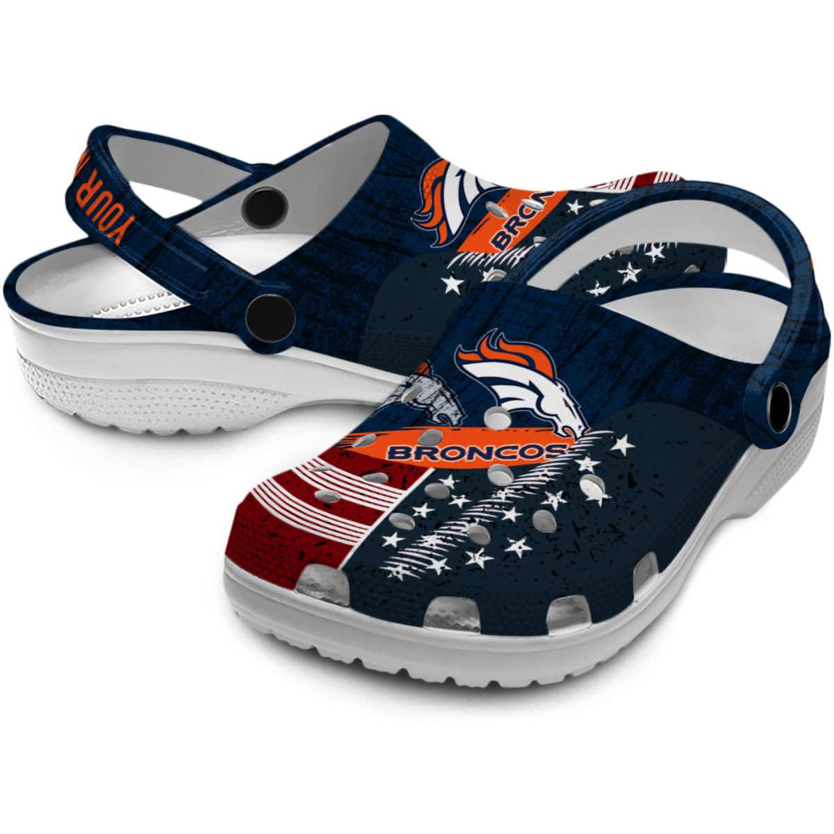 Merchidea Denver Broncos NFL Sport Crocs Crocband Clogs Shoes Comfortable For Men Women and Kids