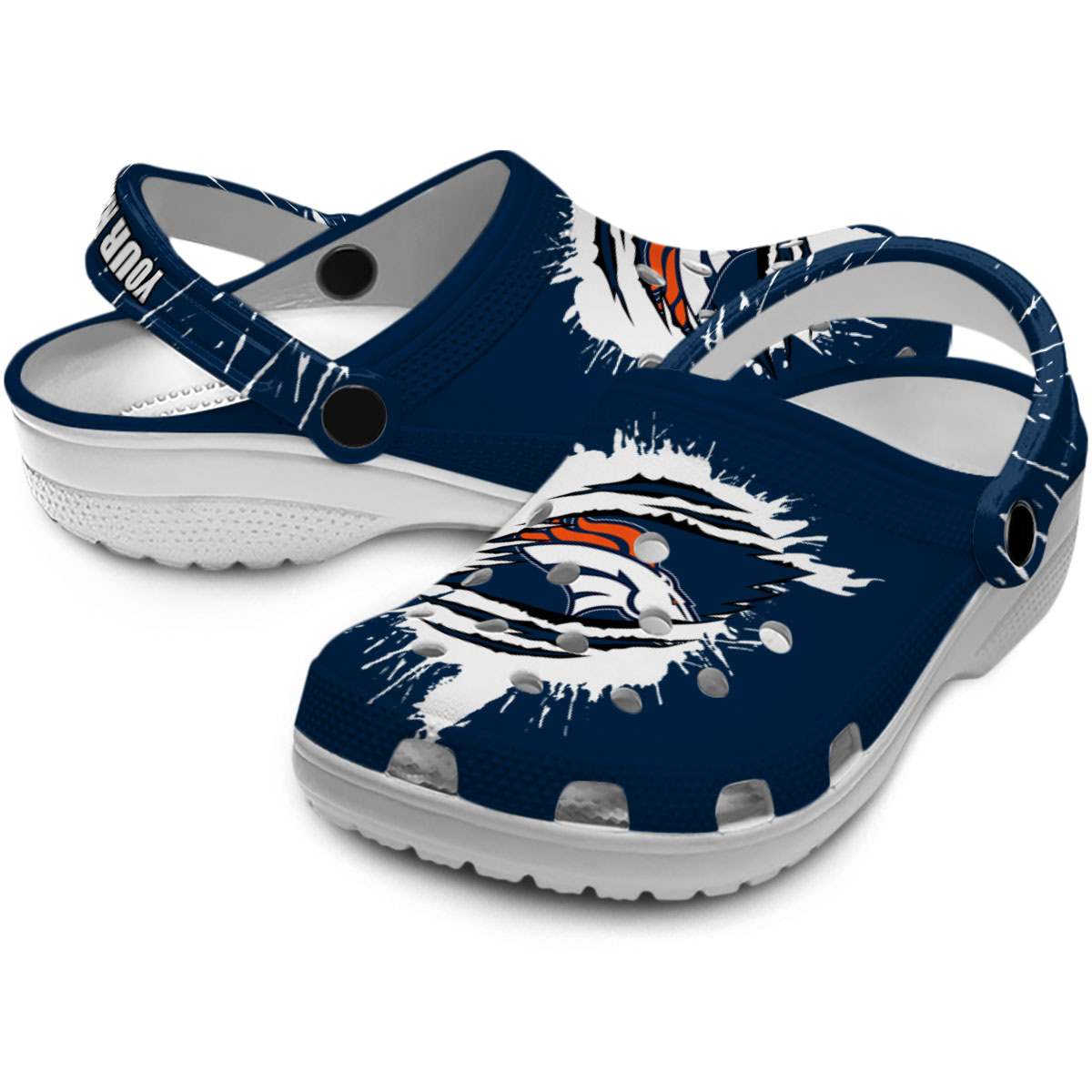 Merchidea Denver Broncos NFL Sport Crocs Crocband Clogs Shoes Comfortable For Men Women and Kids
