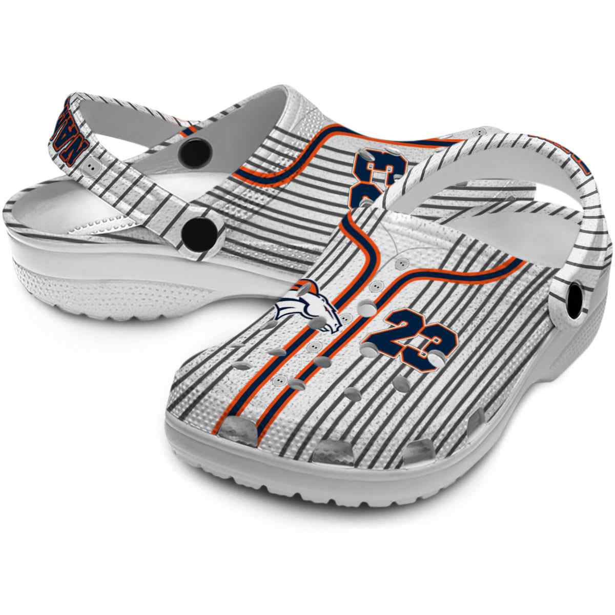 Merchidea Denver Broncos NFL Sport Crocs Crocband Clogs Shoes Comfortable For Men Women and Kids
