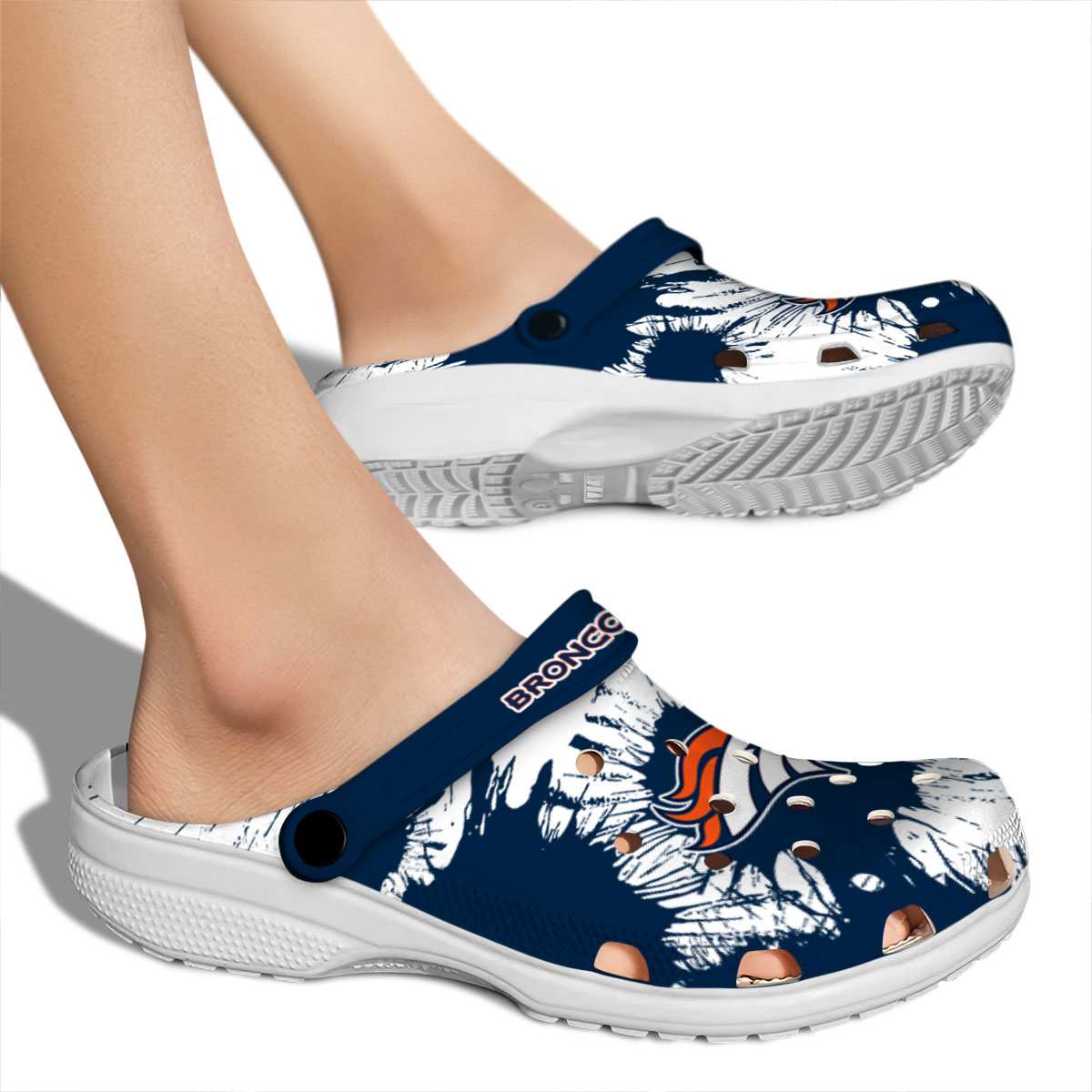 Merchidea Denver Broncos NFL Sport Crocs Crocband Clogs Shoes Comfortable For Men Women and Kids