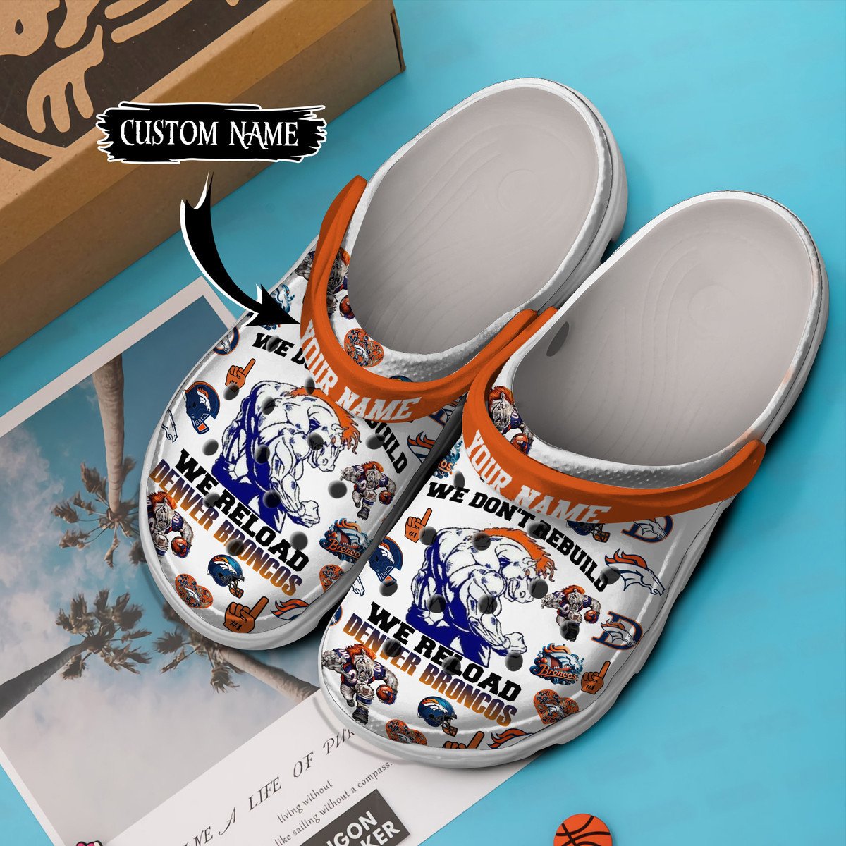 Merchidea Denver Broncos NFL Sport Crocs Crocband Clogs Shoes Comfortable For Men Women and Kids