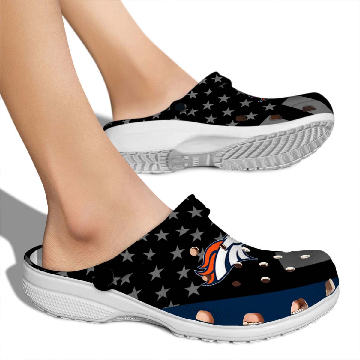 Merchidea Denver Broncos NFL Sport Crocs Crocband Clogs Shoes Comfortable For Men Women and Kids
