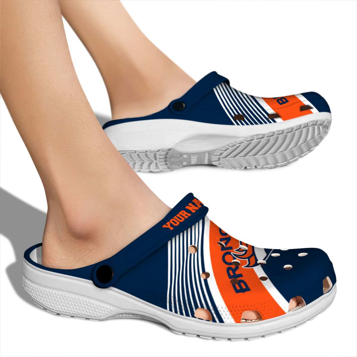 Merchidea Denver Broncos NFL Sport Crocs Crocband Clogs Shoes Comfortable For Men Women and Kids