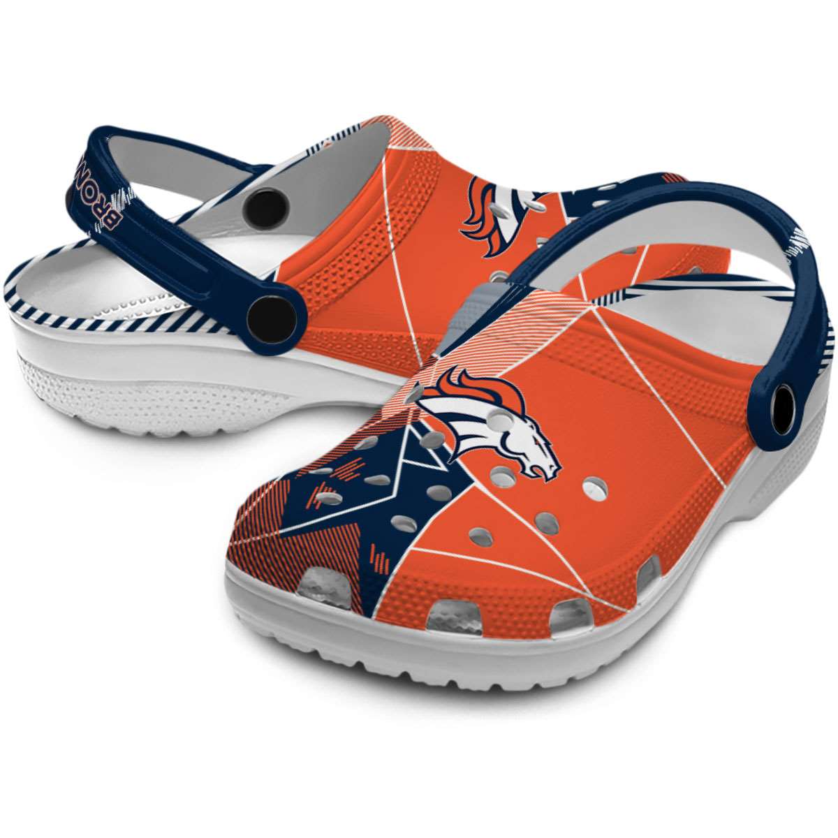 Merchidea Denver Broncos NFL Sport Crocs Crocband Clogs Shoes Comfortable For Men Women and Kids