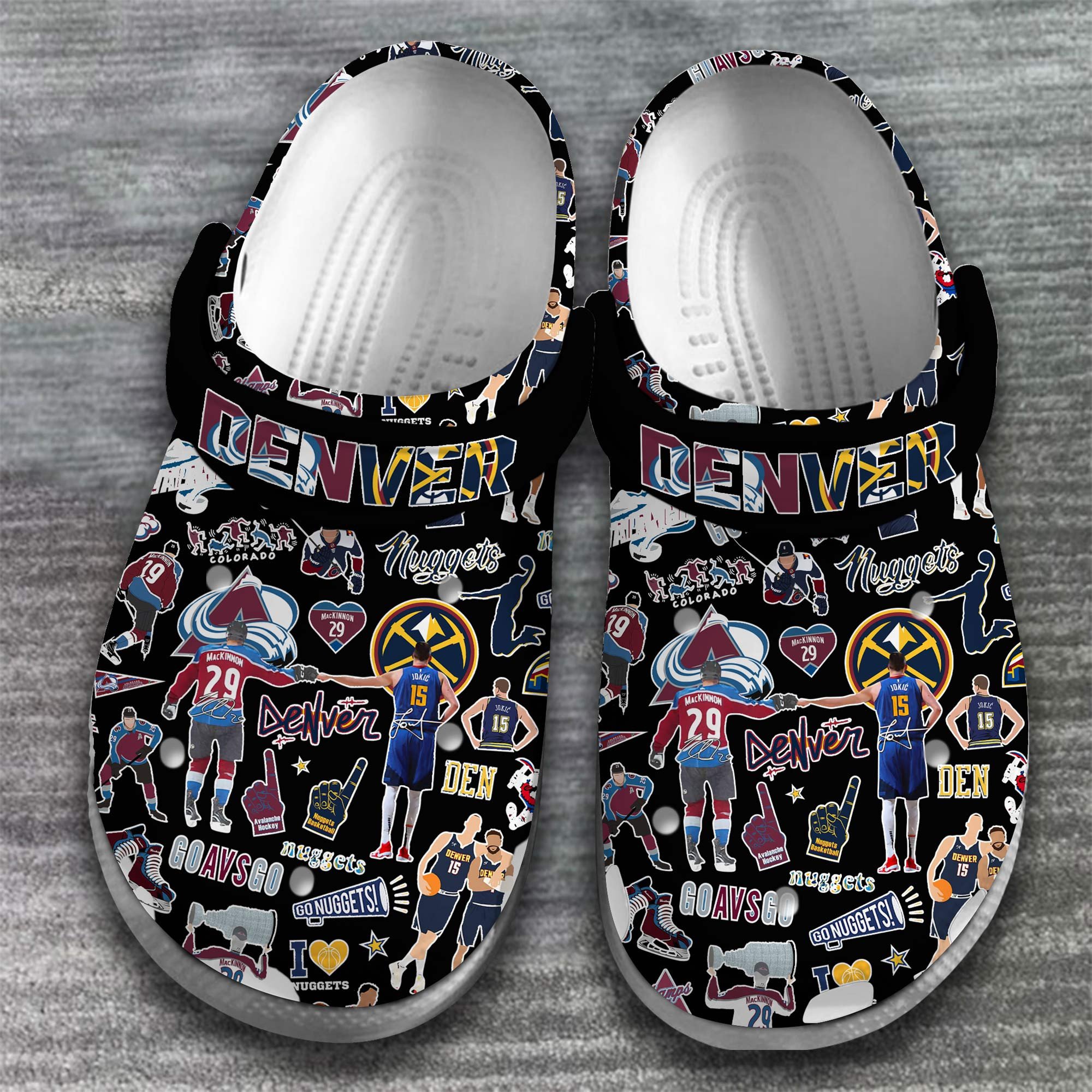Merchidea Denver Nuggets NBA Basketball Sport Crocs Crocband Clogs Shoes Comfortable For Men Women and Kids